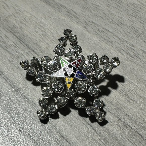 💋 4 FOR $50 / Vtg Masonic Order Of The Eastern Star Crystal Brooch (ECU) - Picture 5 of 7